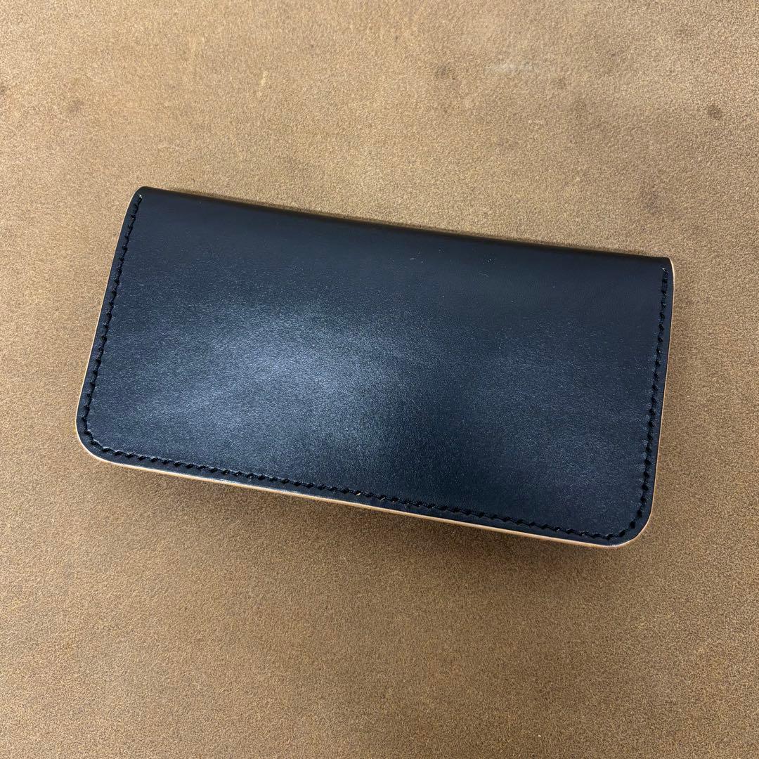 ホースハイド　トラッカーウォレット　黒　茶心　3層　alps