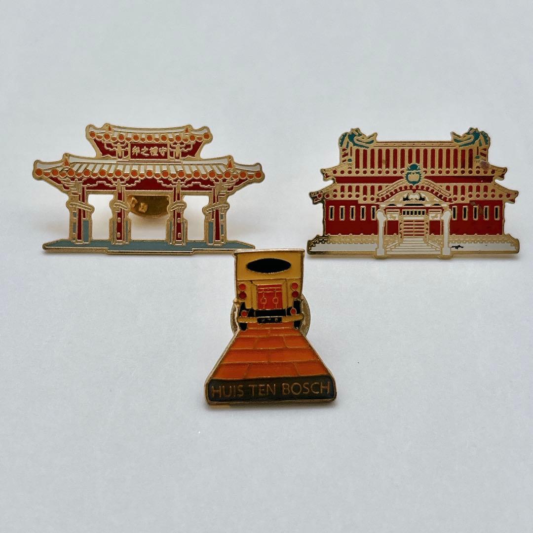 ご当地 昭和レトロ 観光地・名所デザイン ピンバッジ ピンズ 14個