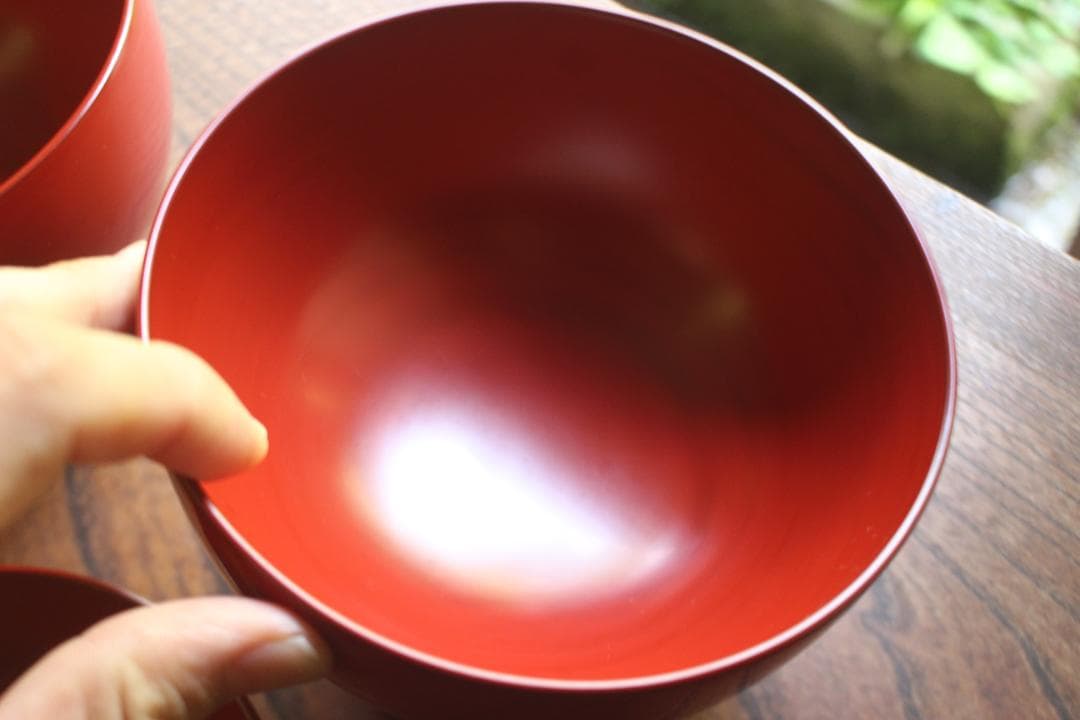 デッドストック！どっしりサイズに極上朱漆の美しい大椀2点（検輪島塗合鹿椀雑煮椀