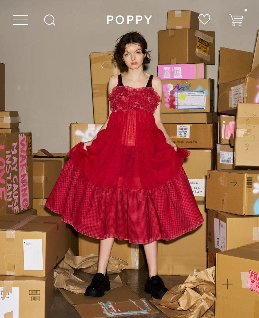 晴*様 POPPY ギャザーフリルチュールドレス　フリーサイズ