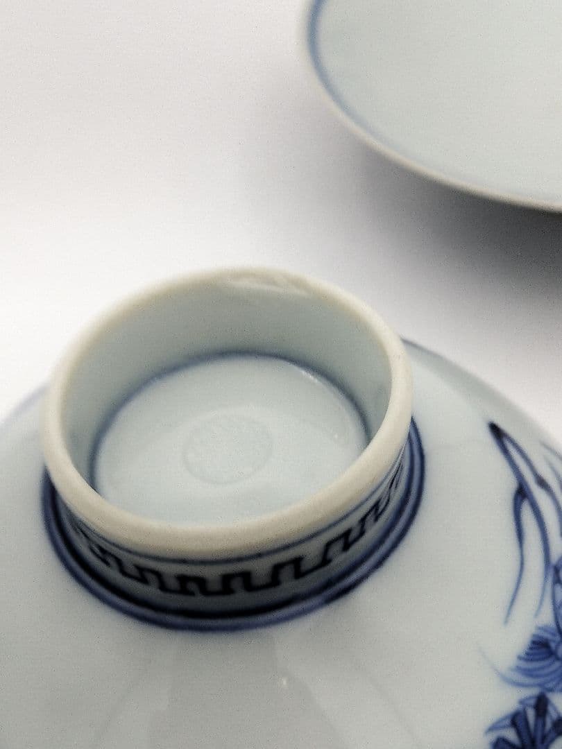 a981 蓋付碗 5客組 染付 龍の絵 爪5本 宝珠