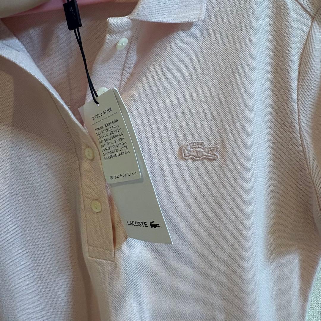 美品　LACOSTE ラコステ　ストレッチコットンピケポロドレス ピンク 36