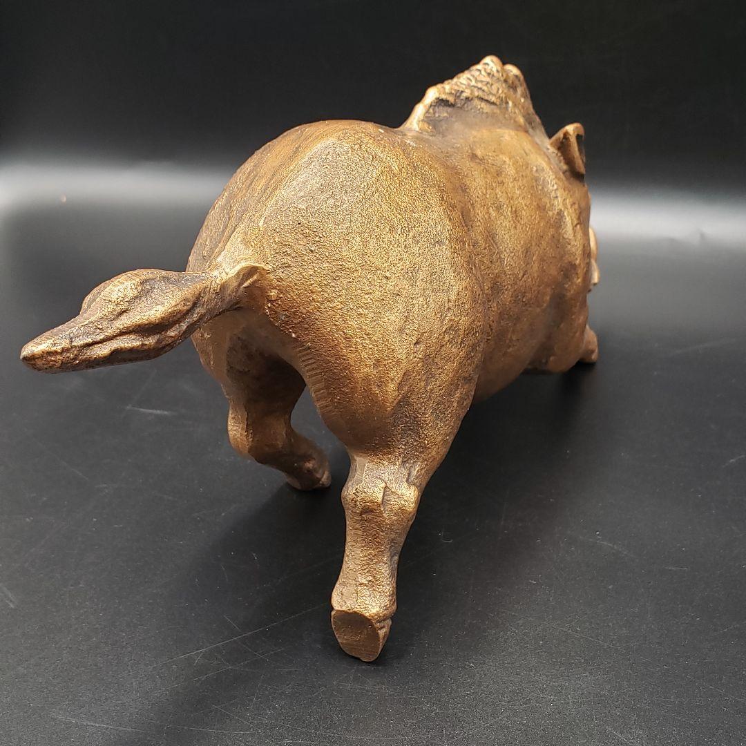 ⑯金属美術鋳物 亥置物 猪 美術工芸品 干支