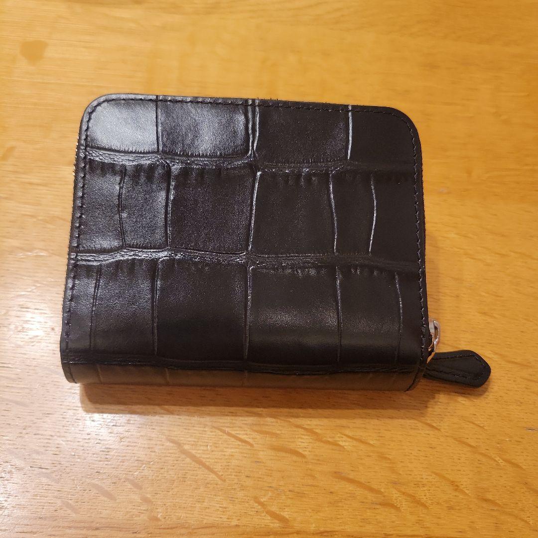 現行 コーチ ビルフォールドウォレット 二つ折り財布 クロコ型押し ブラック