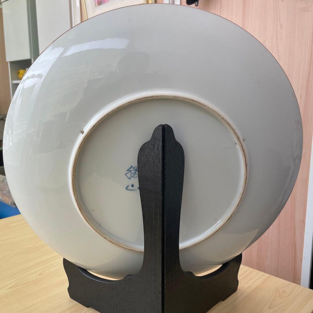 有田焼 哲山作 大皿 色絵金 直径40cm 木箱入り 飾り皿 伊万里 有田 色絵