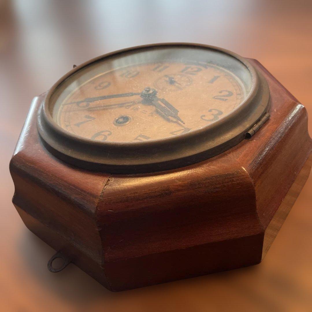 アンティーク古時計 八角形 木製掛時計