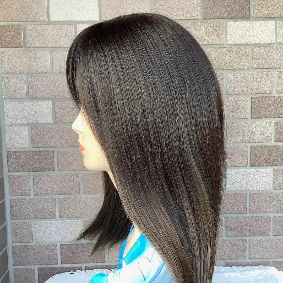 人毛100% 総手植 医療用 部分ウィッグ ヘアピース かつら ブラウン 茶 黒