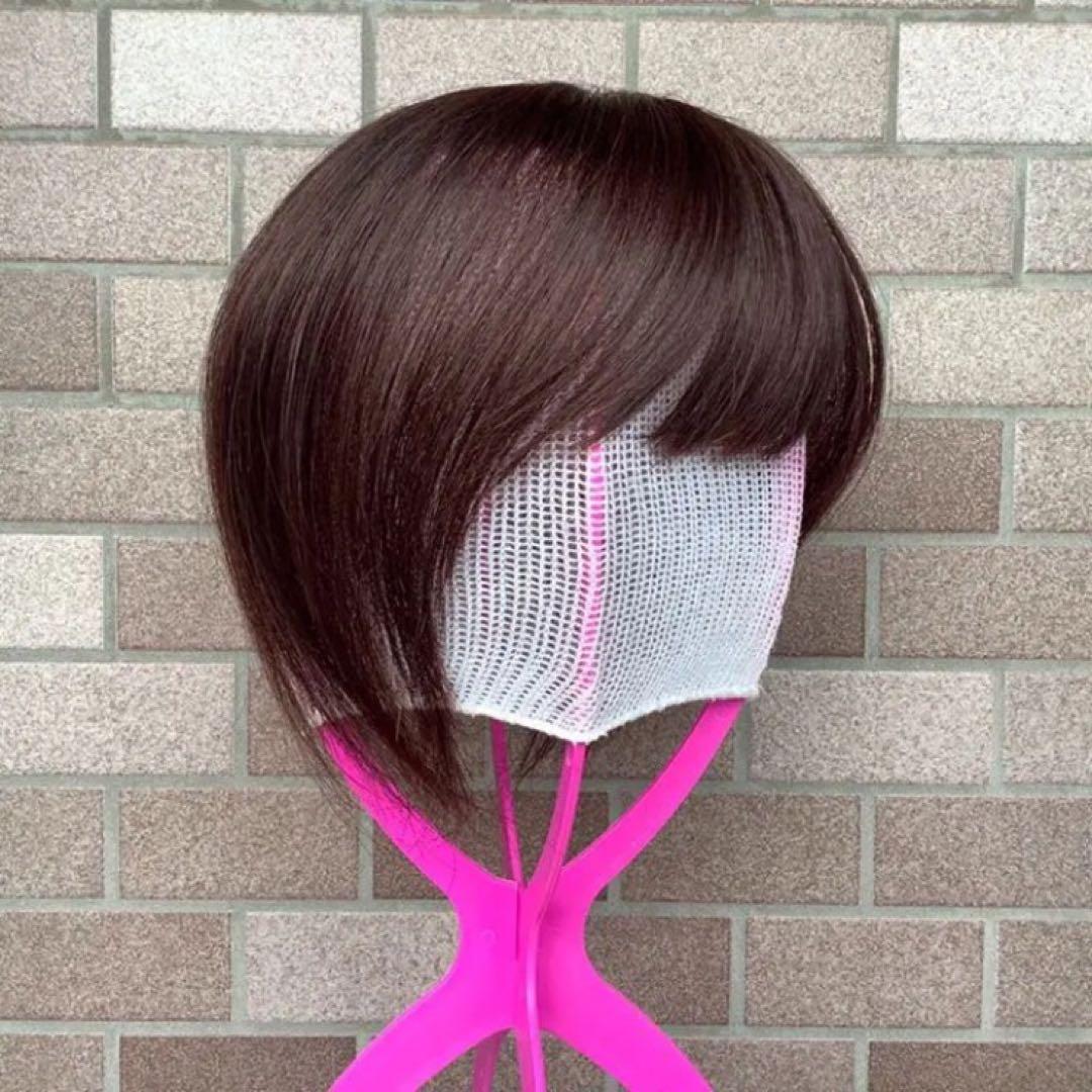 人毛100% 総手植 医療用 部分ウィッグ ヘアピース かつら ブラウン 茶 黒