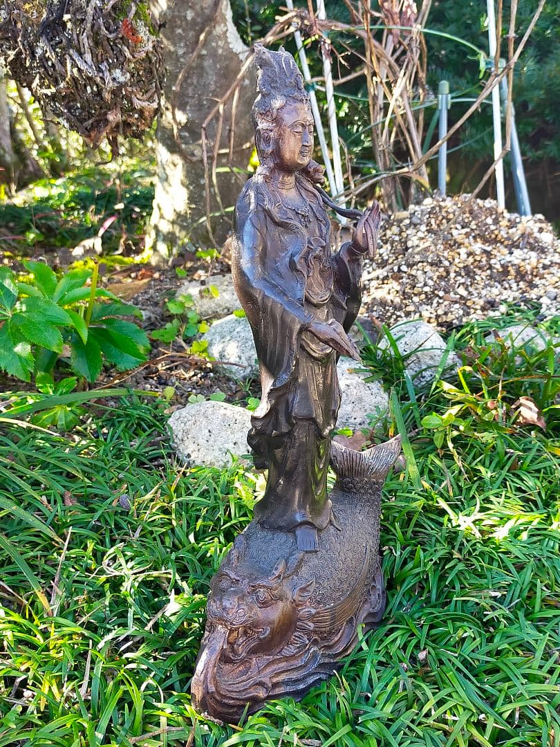 ♥仏像　銅製　観音像　330ｍｍ　観音様　骨董品　観音菩薩