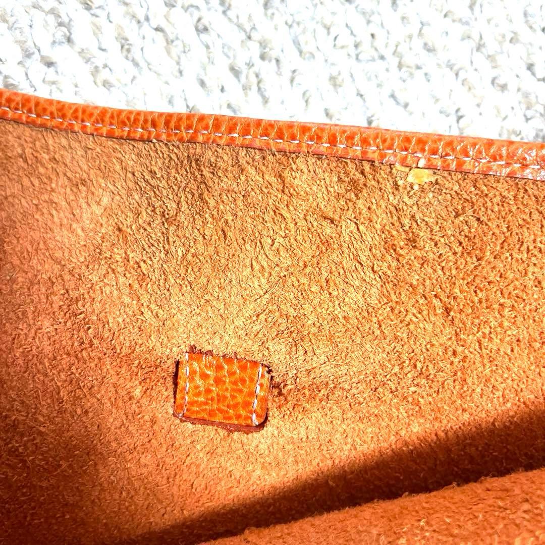 ハイクラス　オレンジレザー Hロゴ ショルダーバッグ