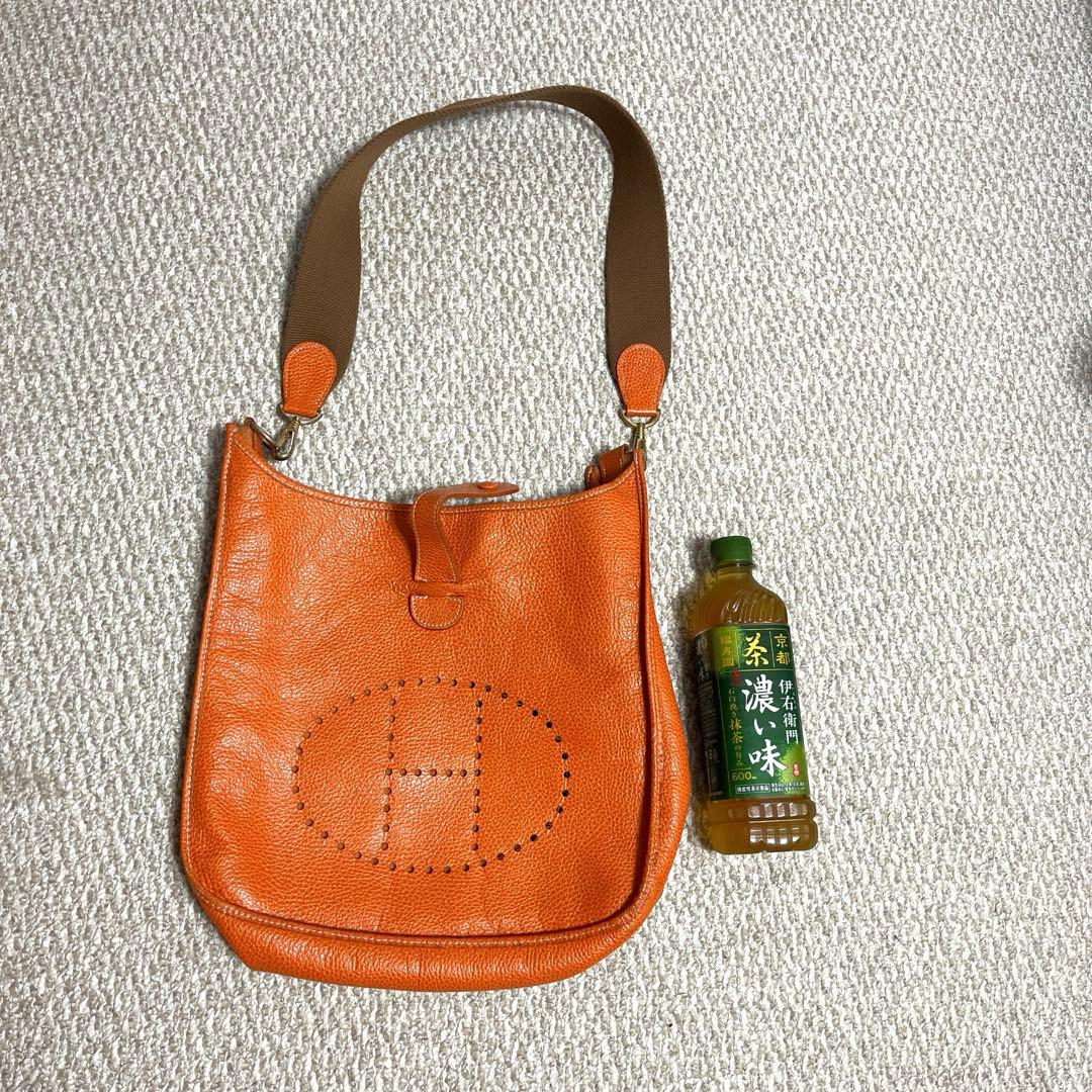 ハイクラス　オレンジレザー Hロゴ ショルダーバッグ