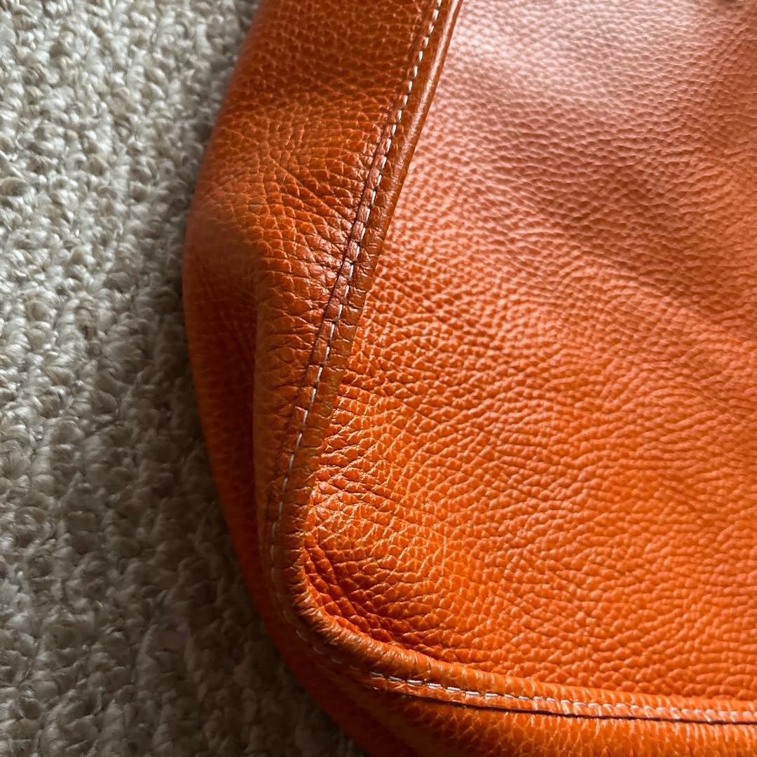 ハイクラス　オレンジレザー Hロゴ ショルダーバッグ