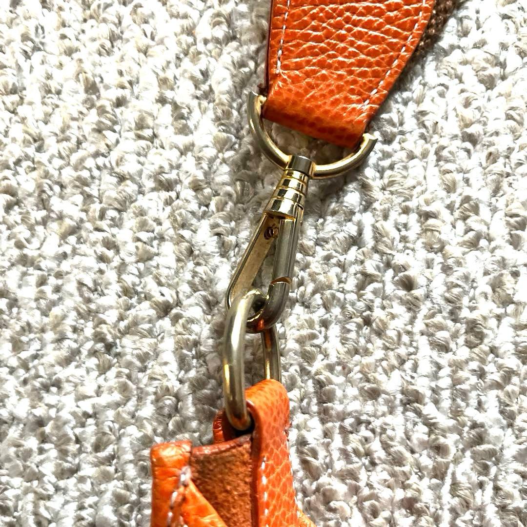 ハイクラス　オレンジレザー Hロゴ ショルダーバッグ