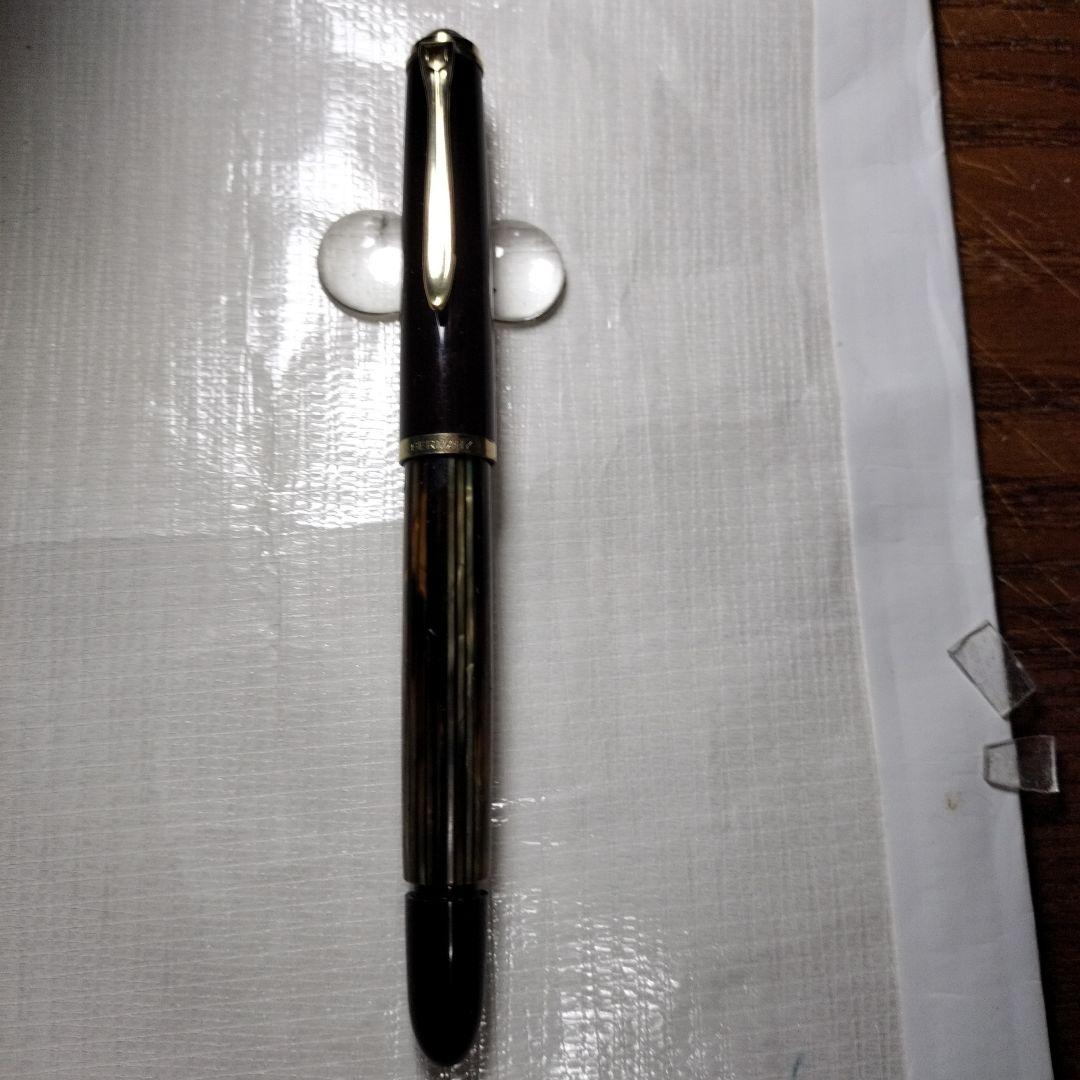 Pelikan400茶縞18K750万年筆字幅B吸入式