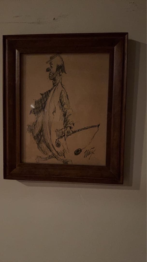 鉛筆画 人物画 木製フレーム付き