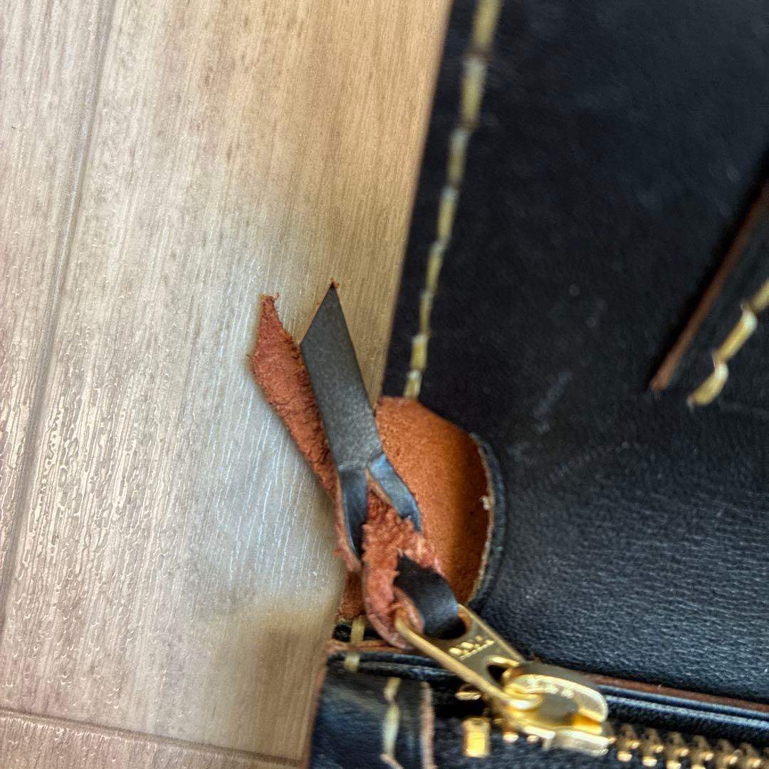 【茶芯ブラック】トラッカーウォレット　ミドル　真鍮　お札を折らずに収納　タイプA