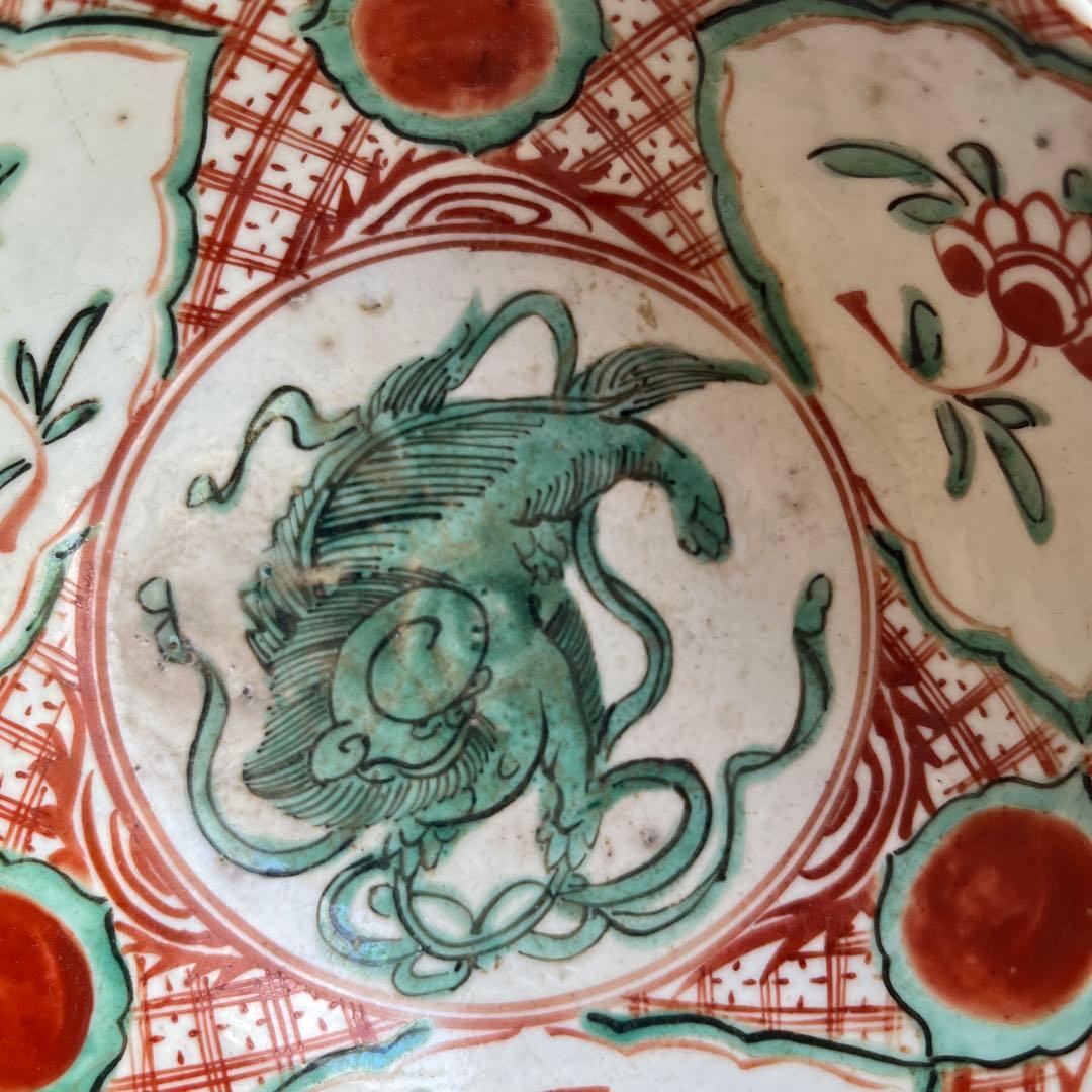 骨董 古犬山焼 赤絵 赤玉 なます皿 菓子器 獅子 中深鉢 江戸