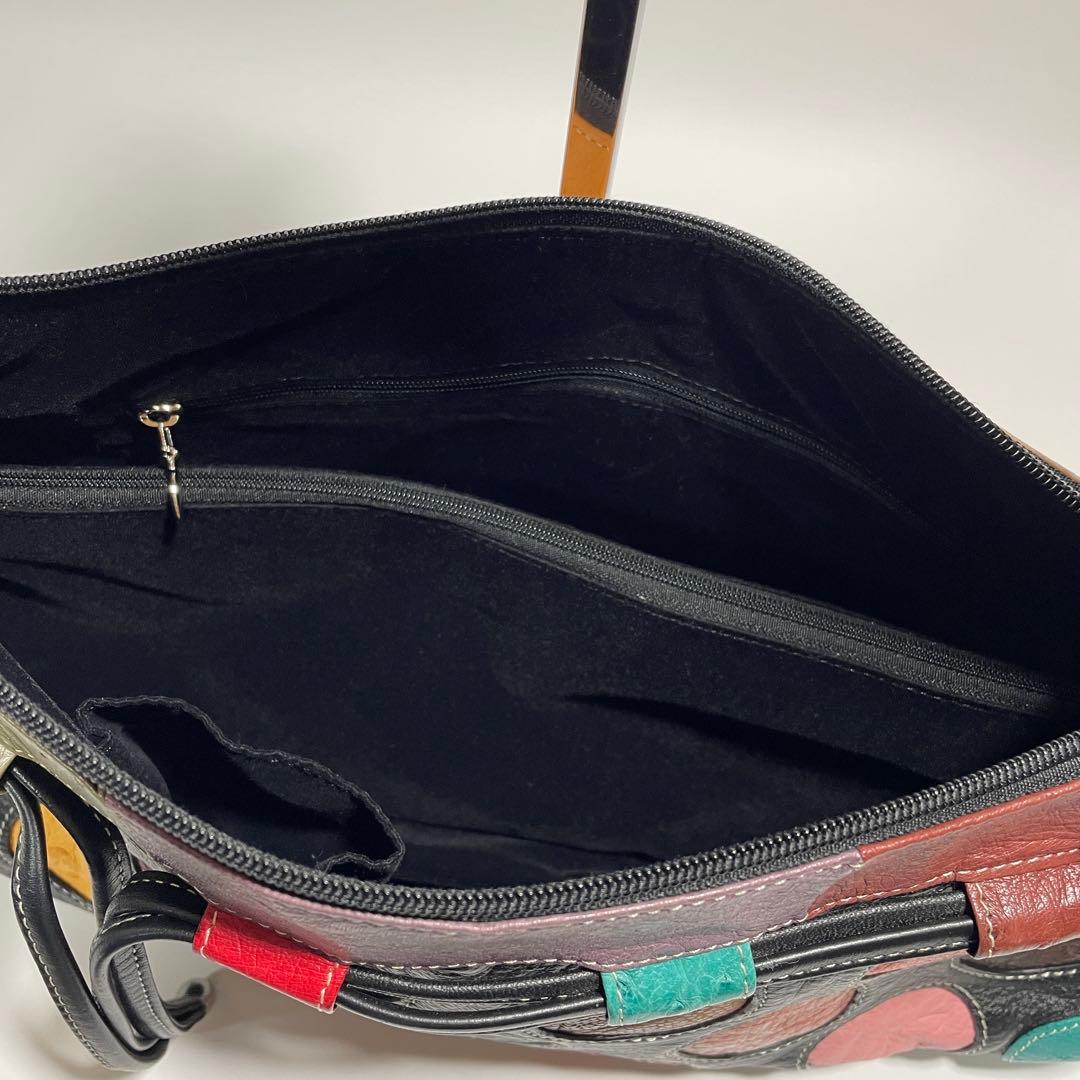 オーストリッチ 本革 ハンドバッグ ショルダーバッグ 肩掛け