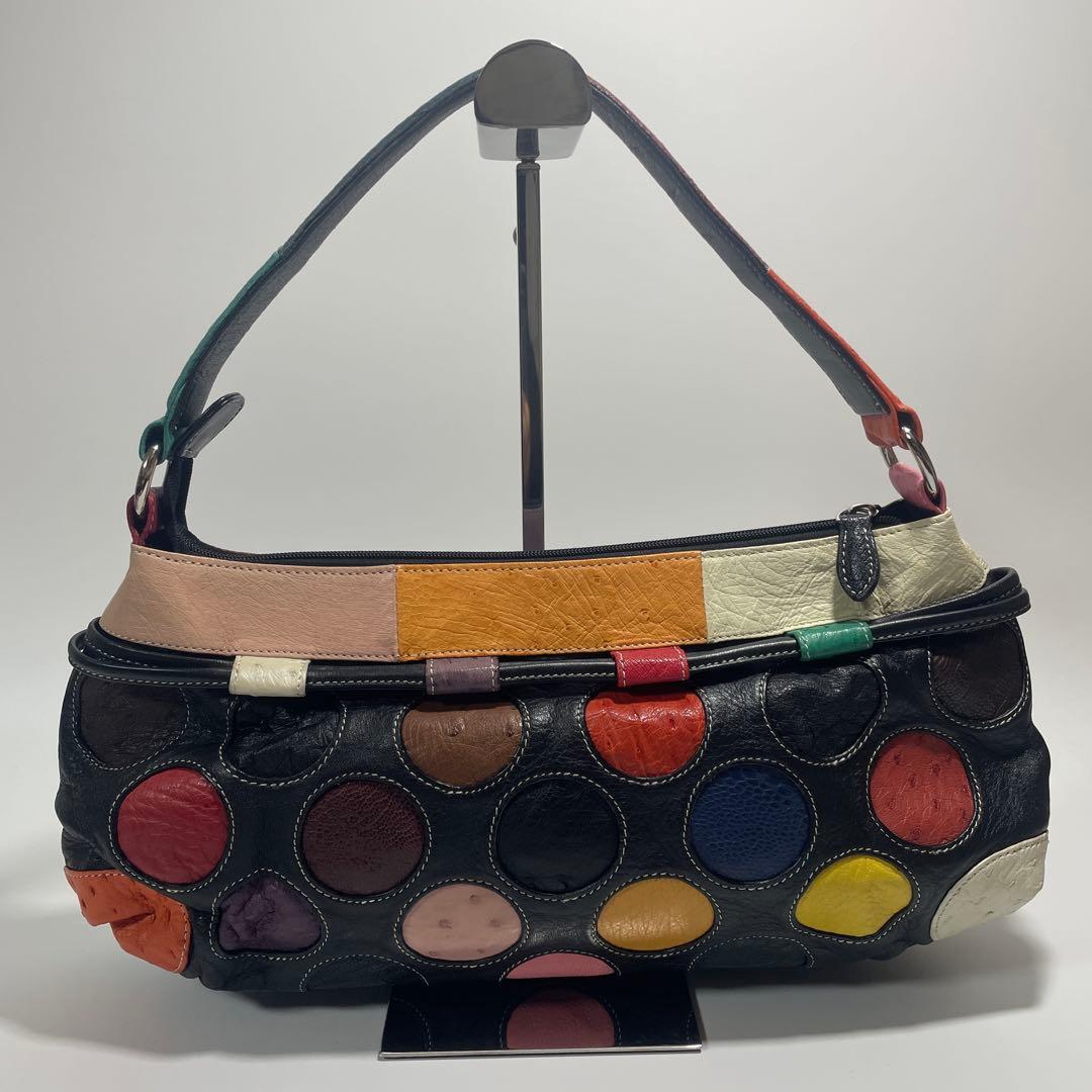 オーストリッチ 本革 ハンドバッグ ショルダーバッグ 肩掛け