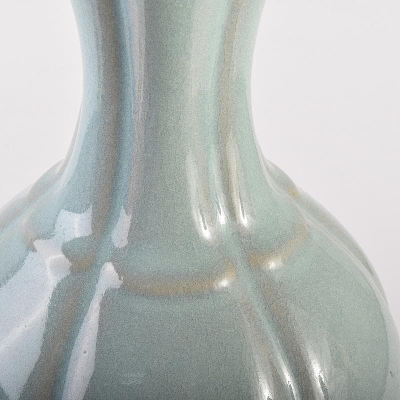 中国 釣窯 粉青 花口瓶 高さ約30㎝ V R7720B