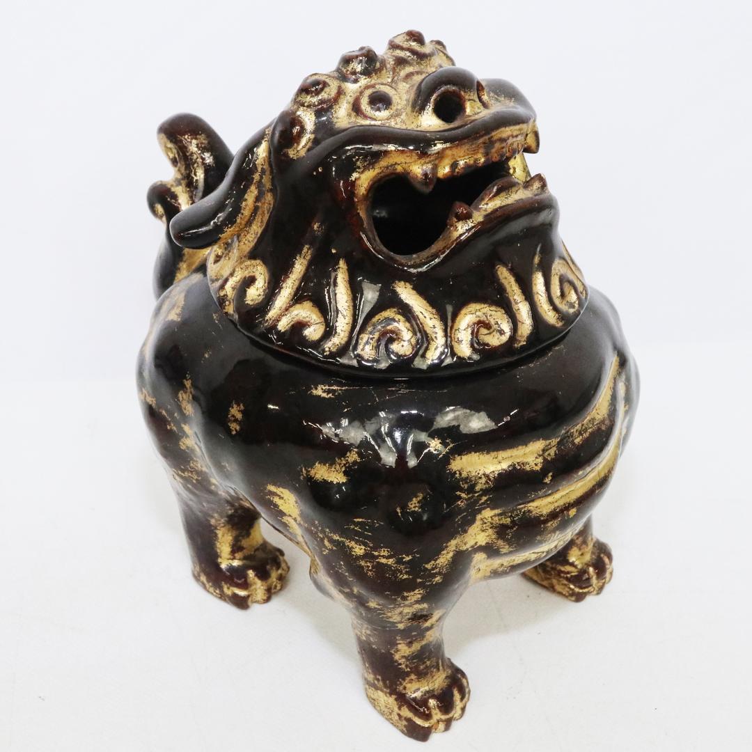 黒楽向獅子香炉 8代 大樋長左衛門 大樋宗春 香炉獅子