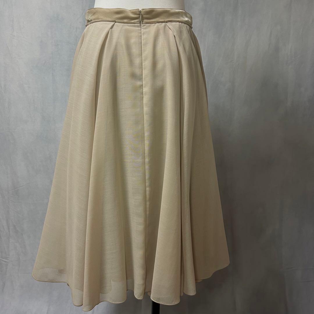 【美品】FOXEY✨フレアスカート チュール【40】ベージュ