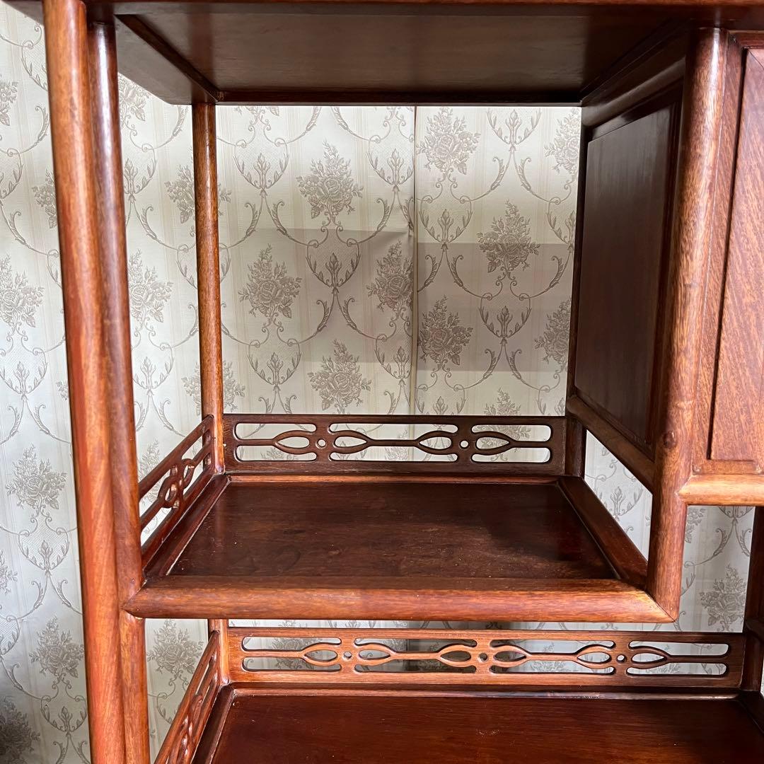 アンティーク】中国家具 天然木 無垢材 茶箪笥 飾り棚 唐木 螺鈿細工