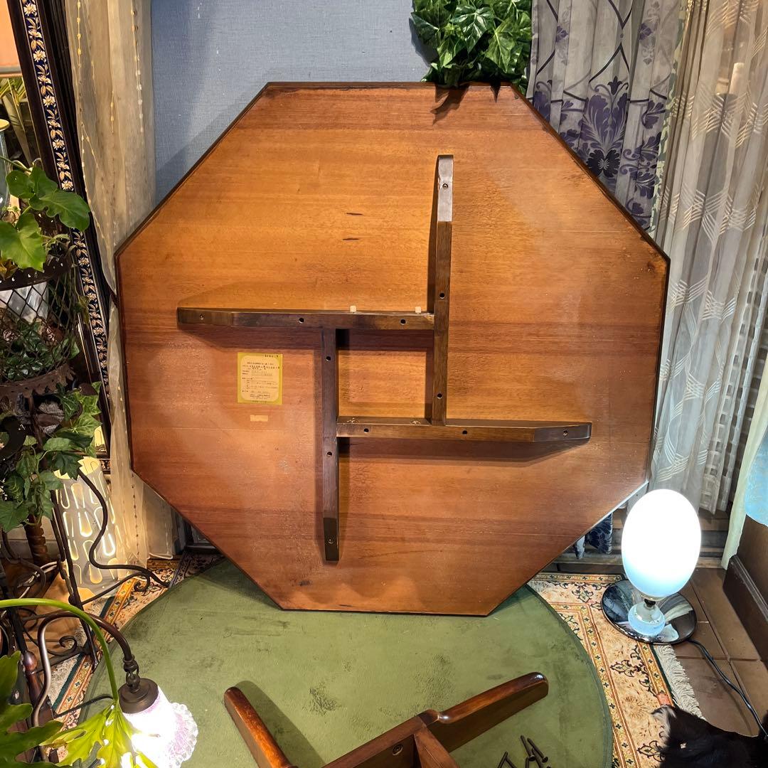 Sale ヴィンテージ オーク　８角　収納付き　ラウンドテーブル