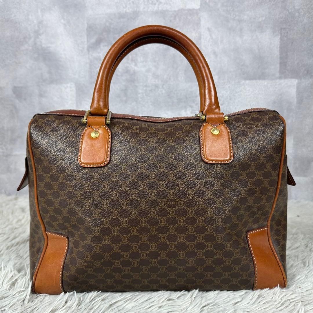 超希少品 CELINE セリーヌ PVC レザー マカダム ボストンバッグ 茶