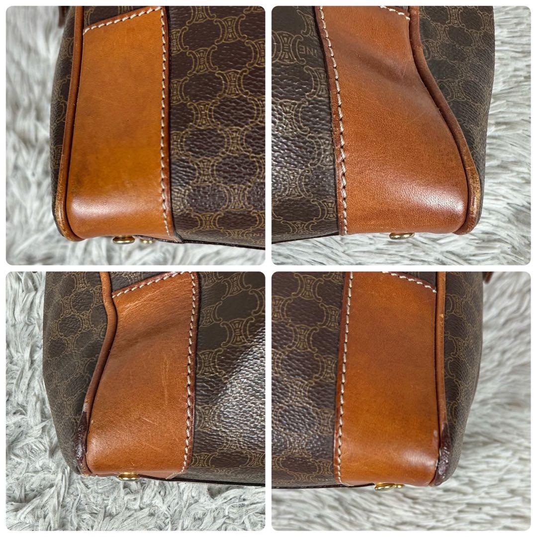 超希少品 CELINE セリーヌ PVC レザー マカダム ボストンバッグ 茶