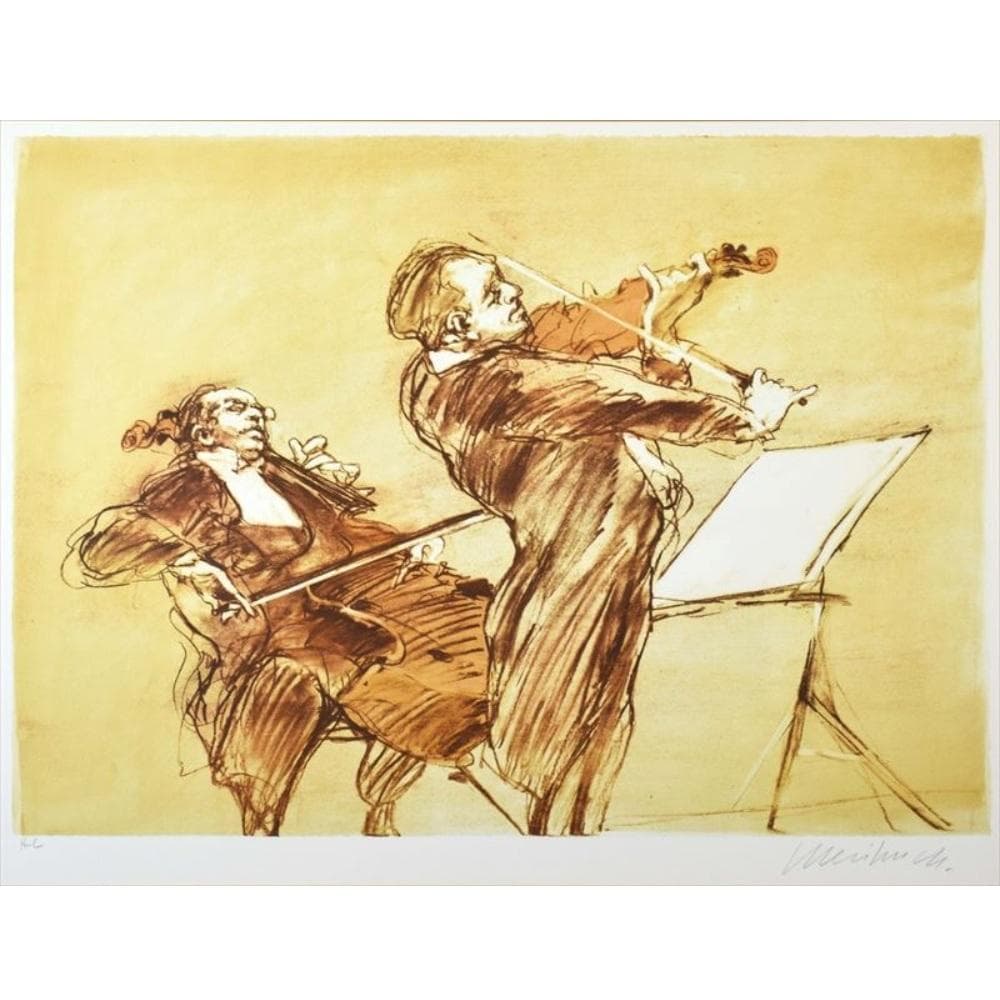 リトグラフクロード・ワイズバッシュ「ヴァイオリニスト」直筆サイン