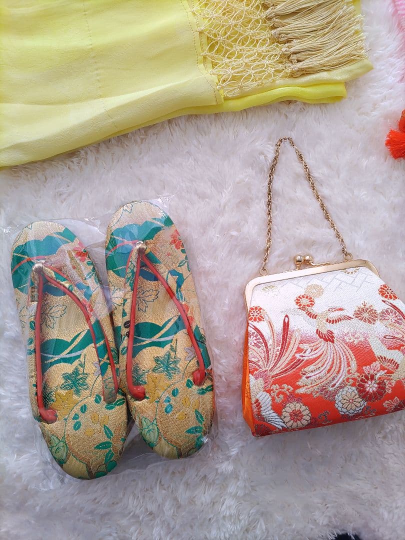 七五三用赤い花柄着物セット　フルセット　7歳　華やか　作り帯