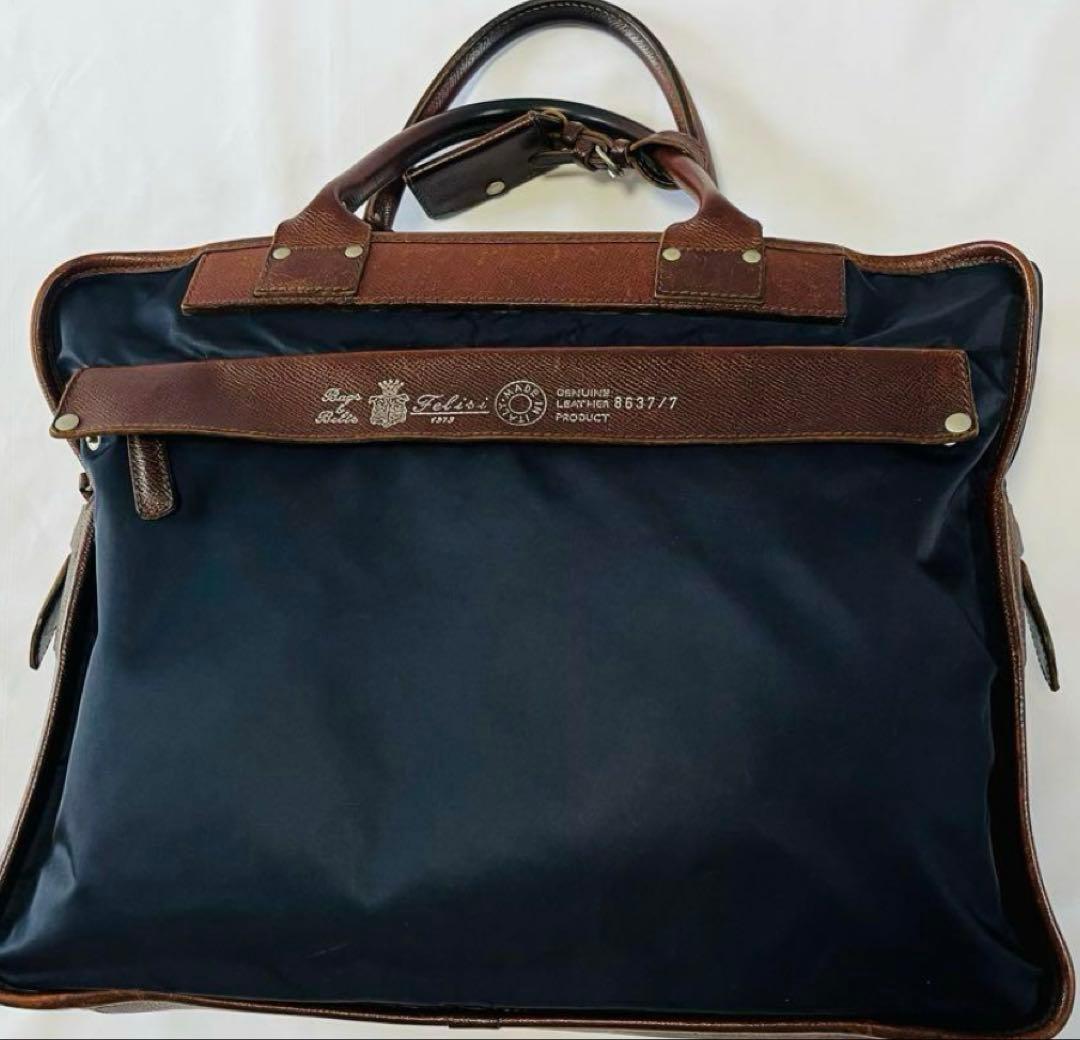 極美品 フェリージ ビジネスバッグ 高級本革レザー 濃茶 ブリーフケース