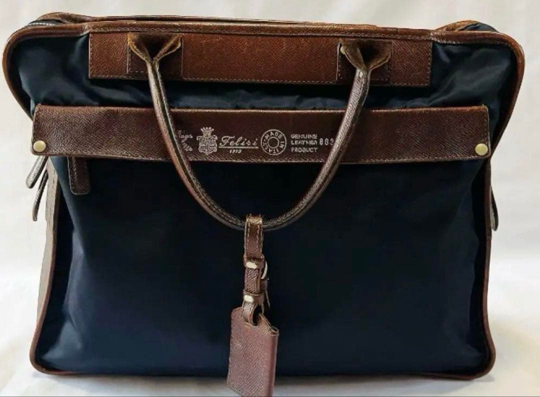 極美品 フェリージ ビジネスバッグ 高級本革レザー 濃茶 ブリーフケース