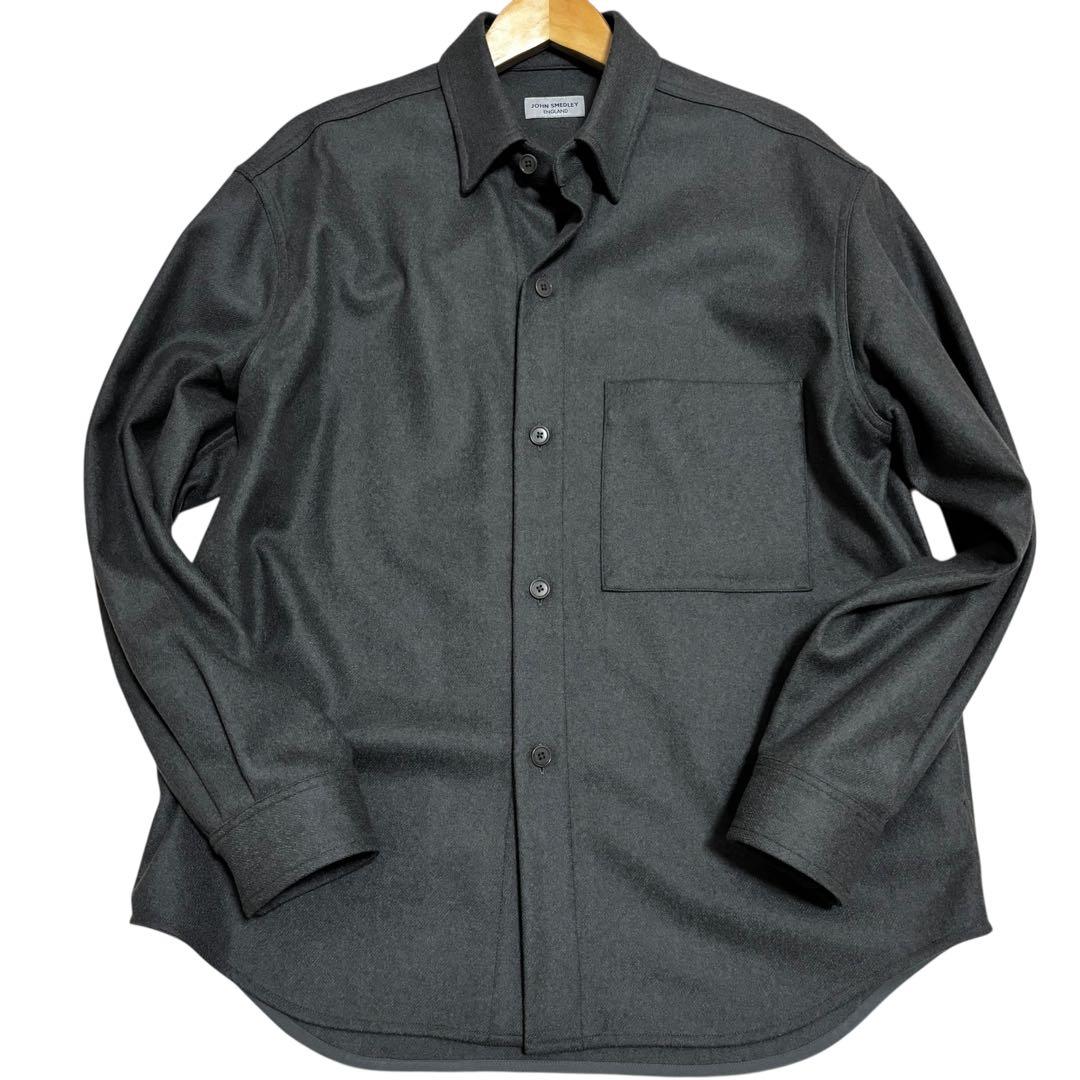 【最高級】ジョンスメドレー ウールカシミヤ CPOジャケット グレー L 日本製