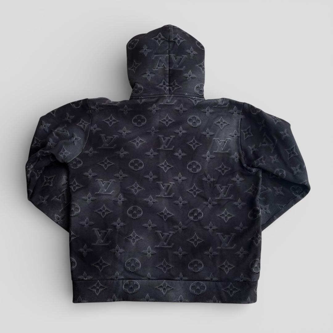 美品 ルイヴィトン フーディ パーカー 3D モノグラム プルオーバー ブラック