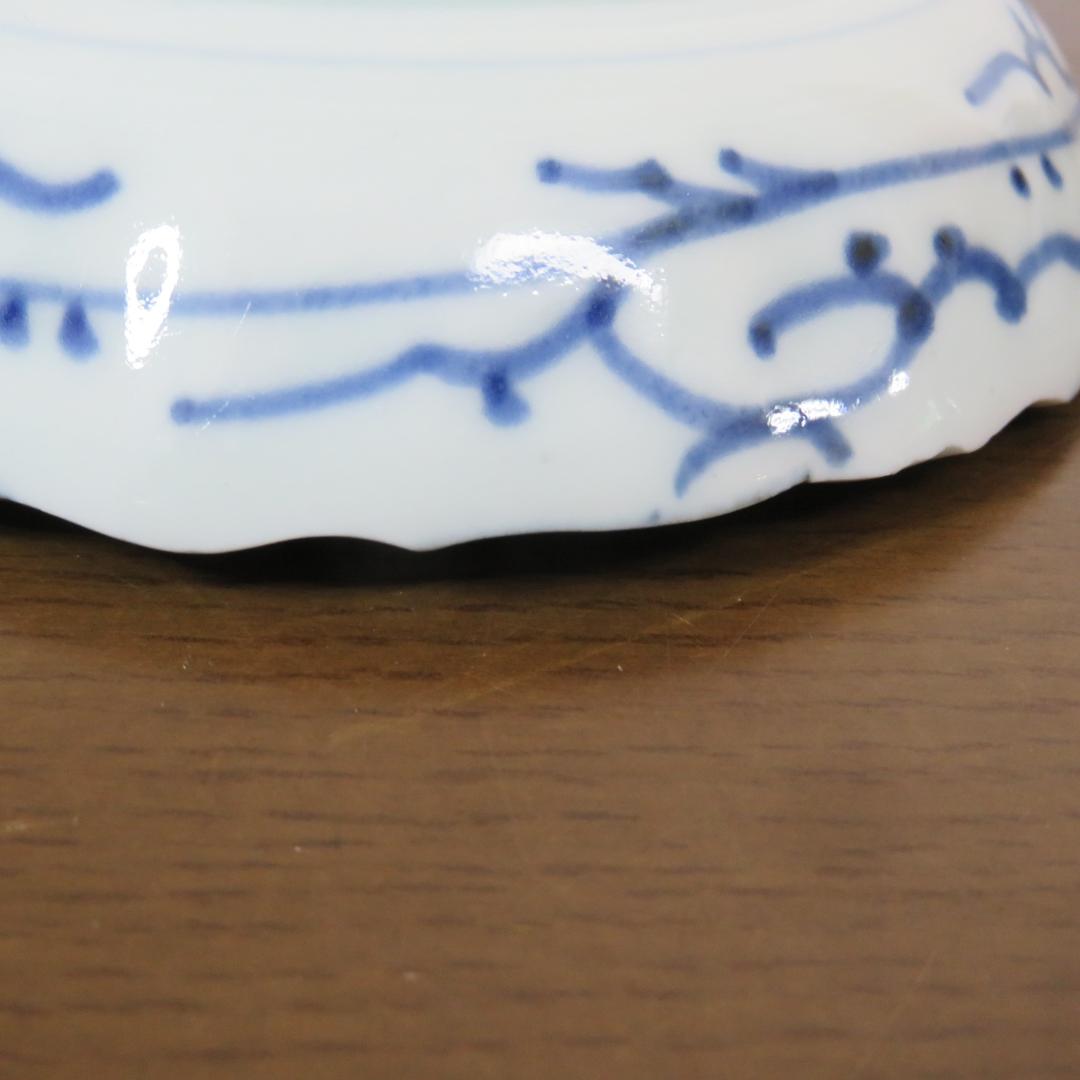 なます皿 小皿 5枚 車輪 書 古伊万里 染付 江戸 中国写し