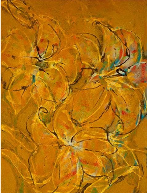 油絵 菅家令子 絵 絵画 インテリア 額付(銀) F4-090316 花 ゆり - メルカリ