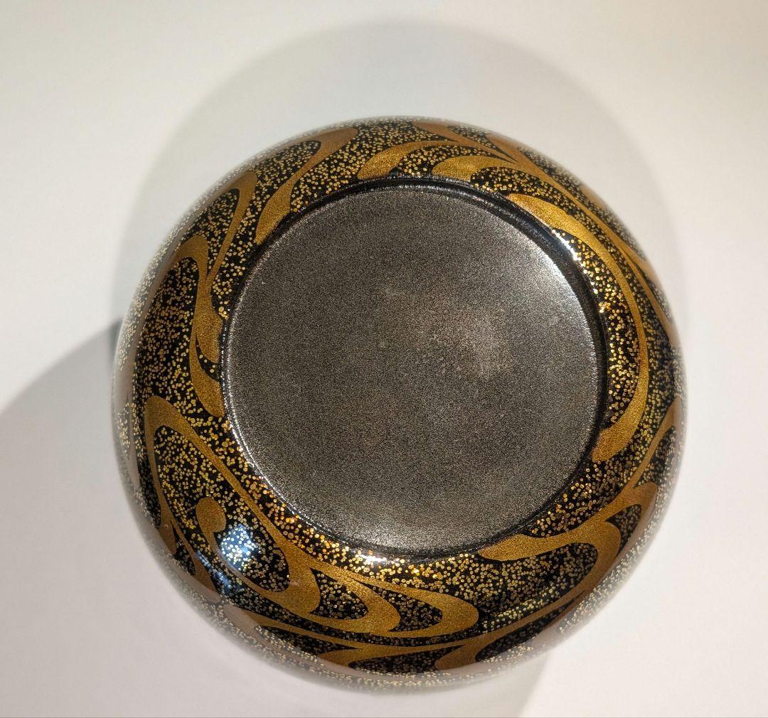 蝙蝠蒔絵 大棗 紫月作 福士健 内銀溜塗 蝙蝠に軍配 輪島塗