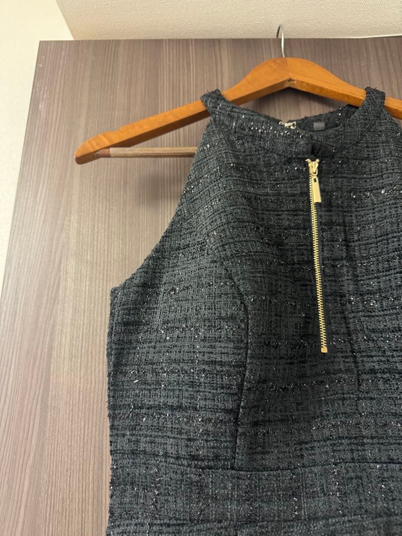 美品☆JEWELS/フロントジップ/アメスリツイード/キャバミニドレス/M