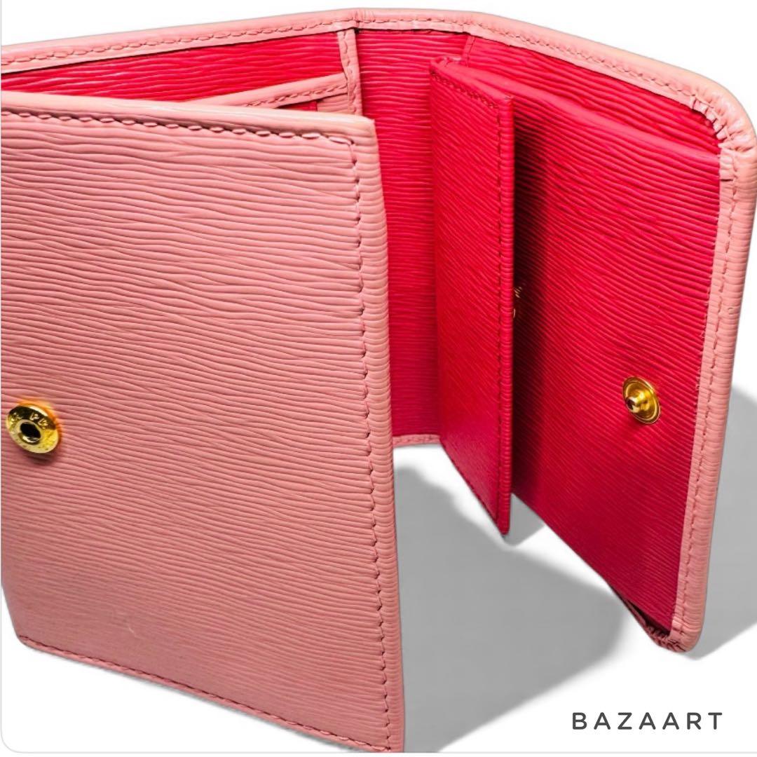 PRADA プラダ 三つ折り財布 レザー ピンク ゴールド