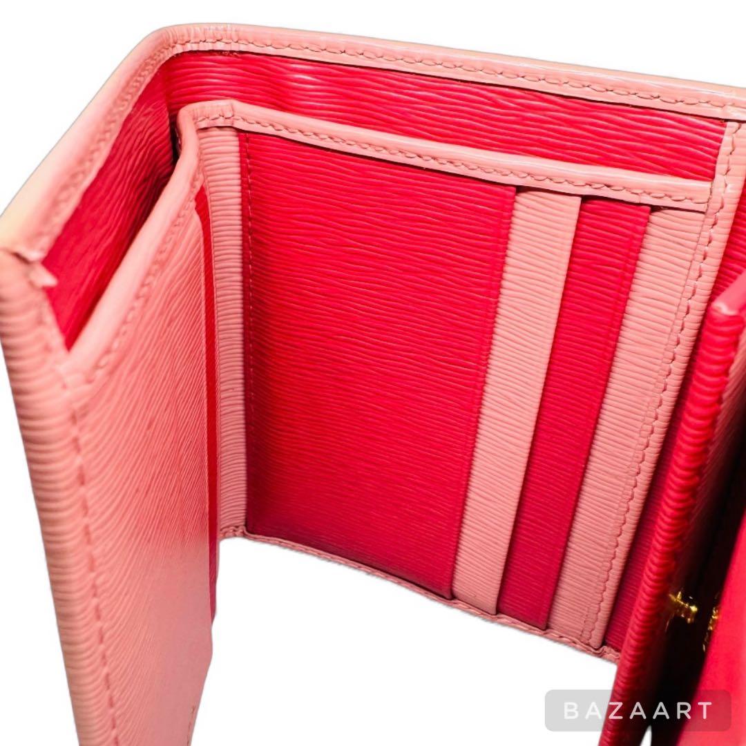 PRADA プラダ 三つ折り財布 レザー ピンク ゴールド