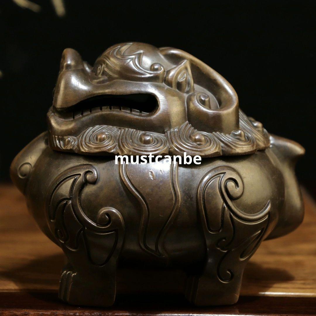 銅器 神獣猊薫香炉 香道具 鎮宅 辟邪 開運風水 招財 置物 工芸品 装飾品