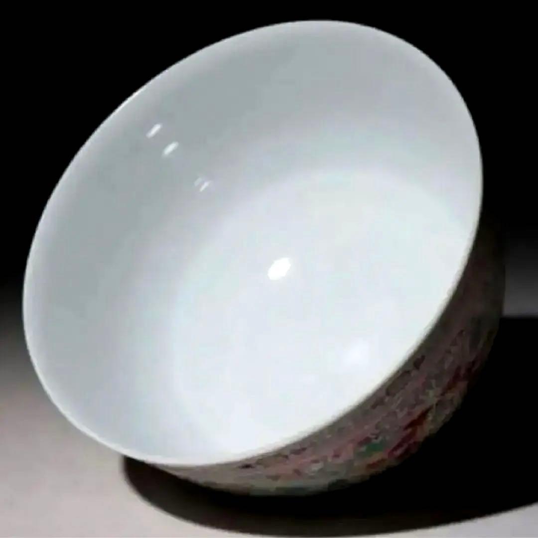 中国骨董 康熈御製 粉彩 纏枝花紋 魚 蝙蝠 粉彩茶碗 中国古玩