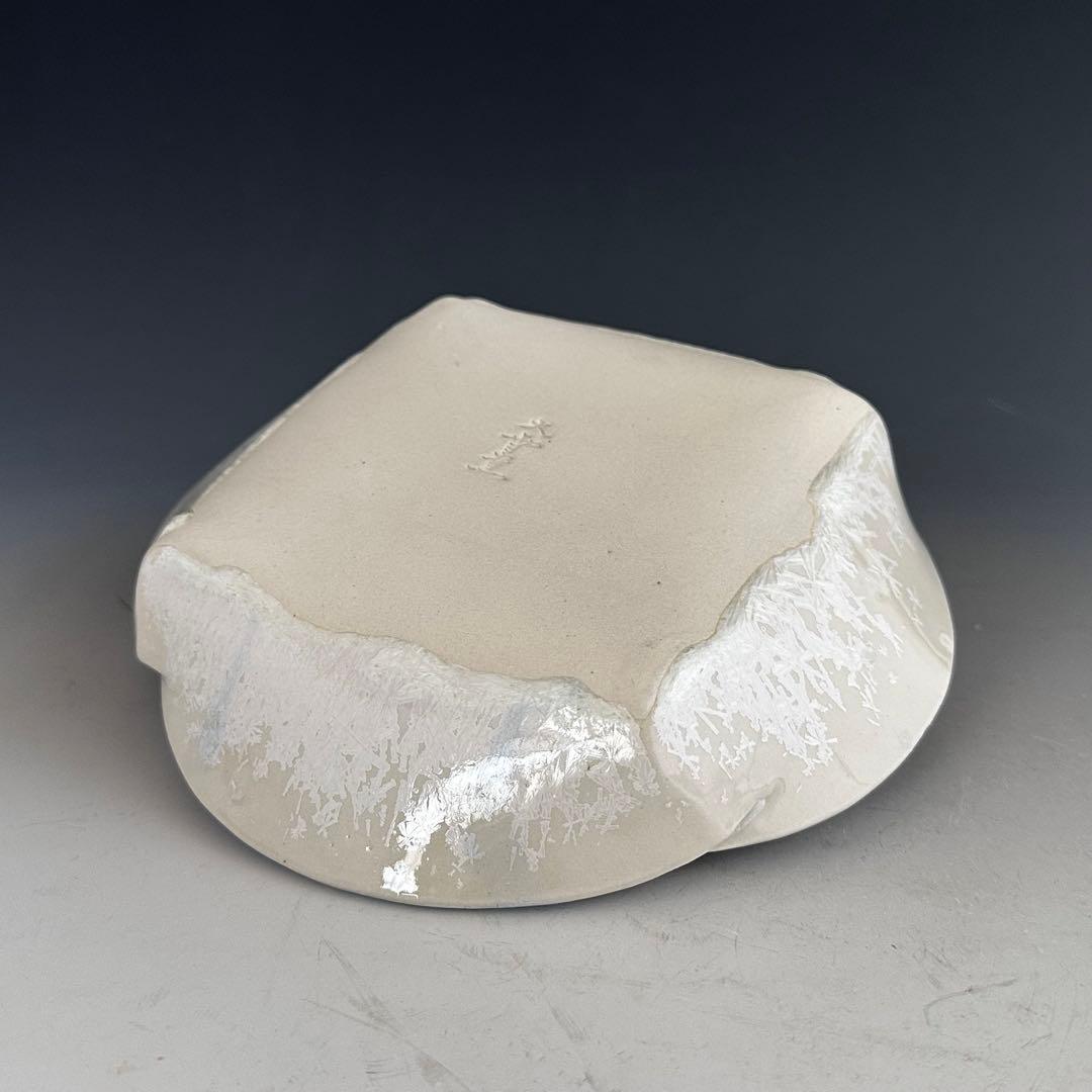 茶道具　雪結晶釉　菓子器　大雪窯　坂東豊光　共箱　菓子鉢　陶芸　皿