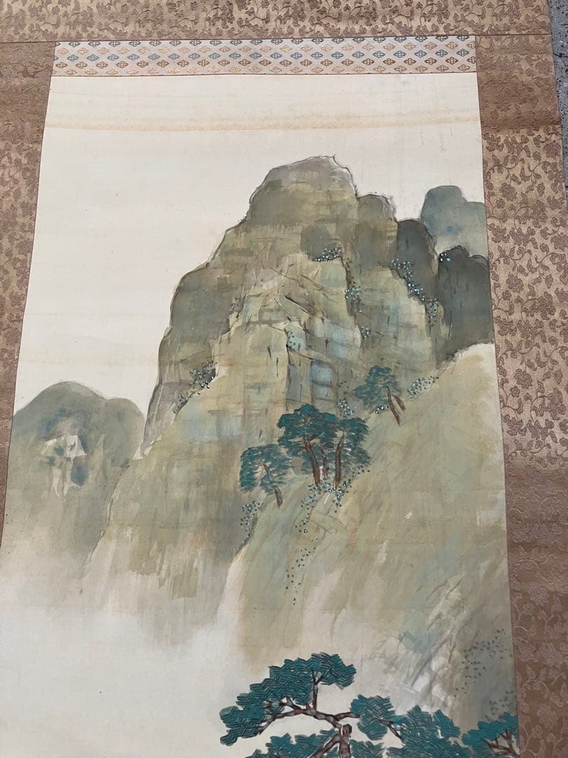 清泉筆山水画の二幅一対掛軸