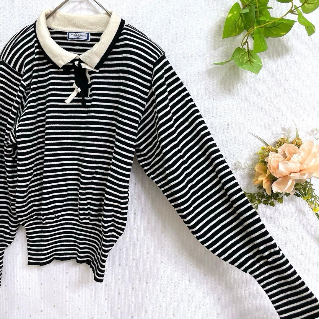 イヴ・サンローラン　ヴィンテージ　ニット　ボーダー ウール100% M 長袖