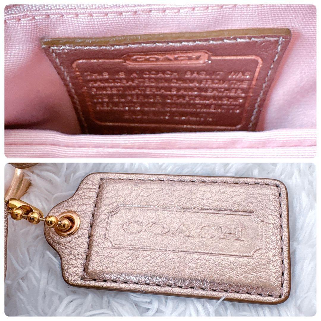 バッグ COACH Shoulder bag Pink Gold Lame Ribbon