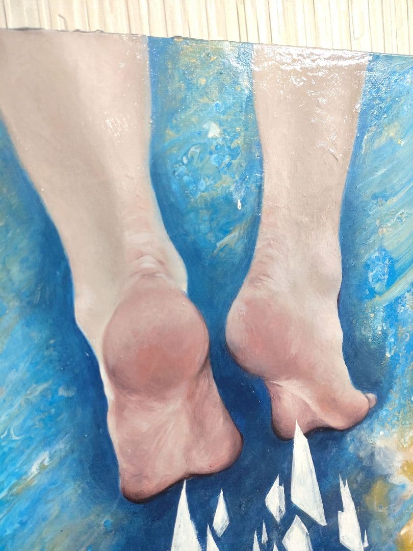 油絵【我慢】1点物の原画◆作者サイン入り/F3号キャンバス