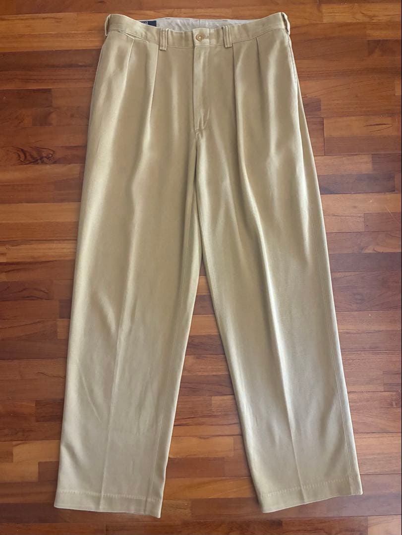 【Polo by Ralph Lauren】USA製 ツータック ワイドチノ Polo Ralph Lauren ポロラルフローレン W36 L29 ポニー刺ロゴ